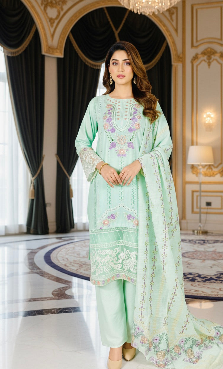 PISTA BLOSSOM - EMBROIDERED 3-PC LUXURY PRET