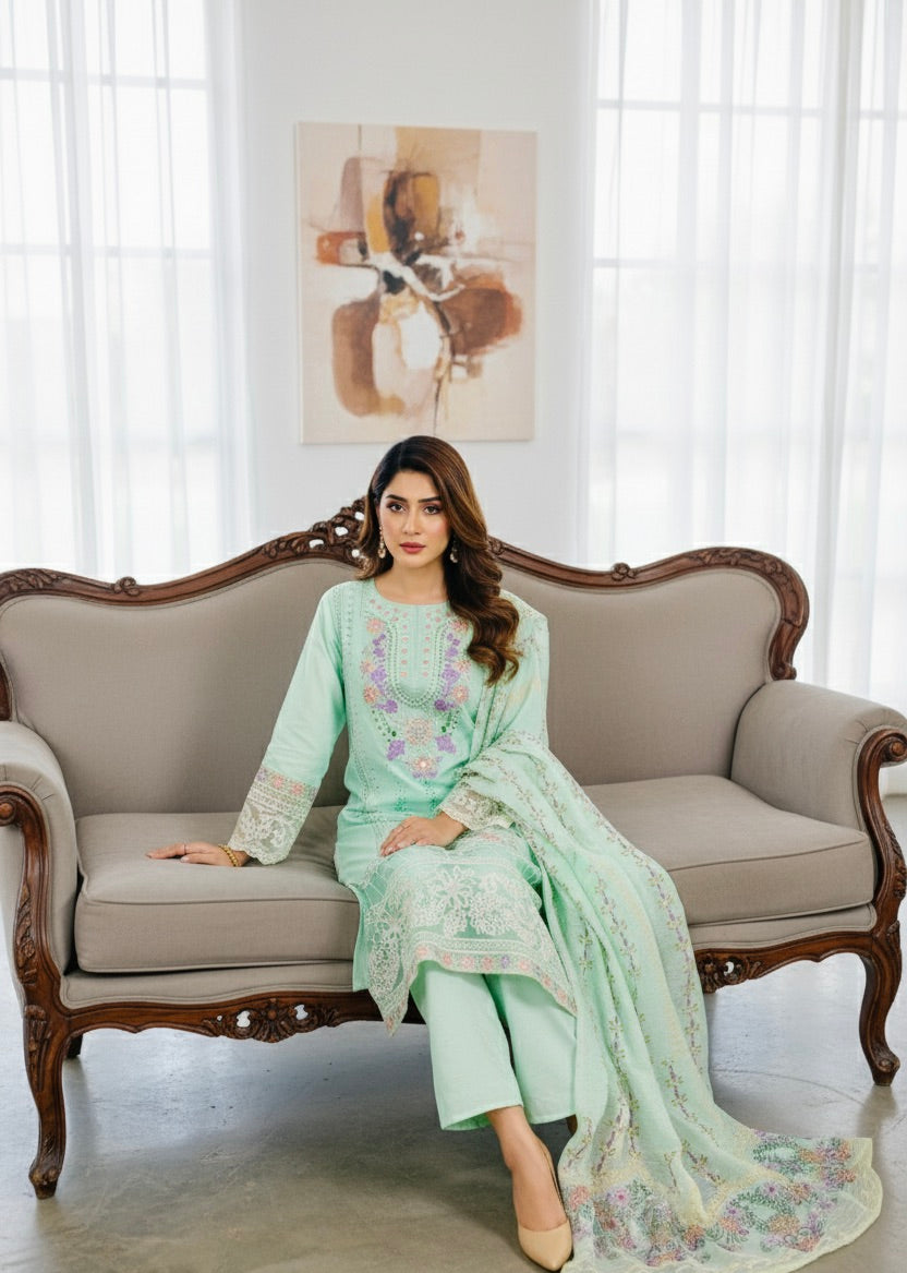 PISTA BLOSSOM - EMBROIDERED 3-PC LUXURY PRET