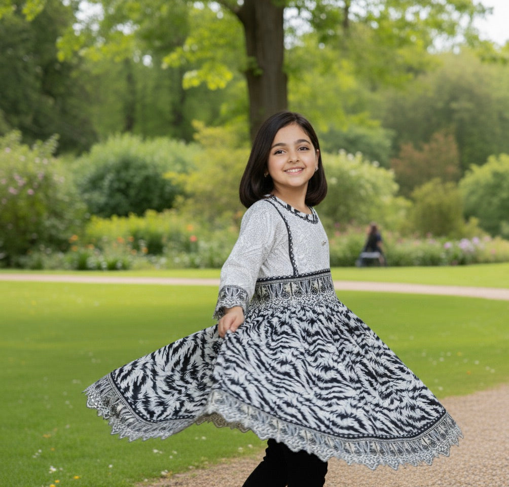 BABY FROCK– ELEGANT BLACK & SKIN | SINGLE SHIRT