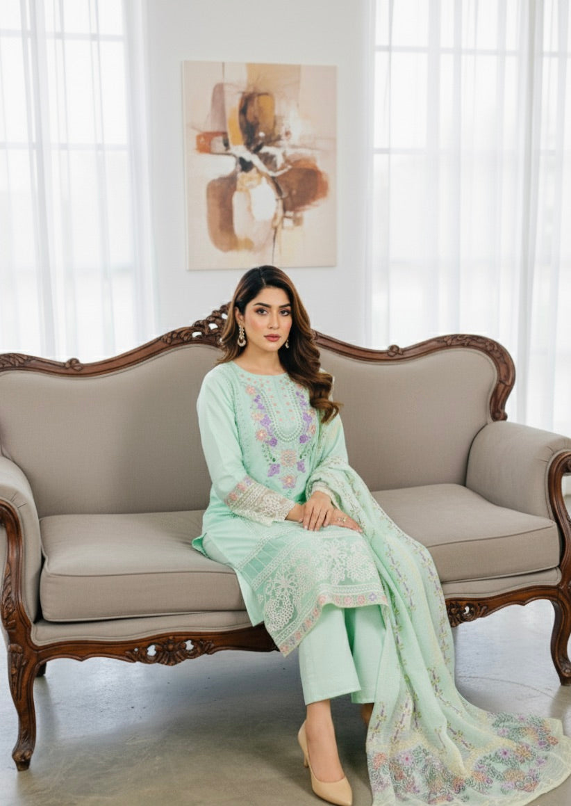PISTA BLOSSOM - EMBROIDERED 3-PC LUXURY PRET