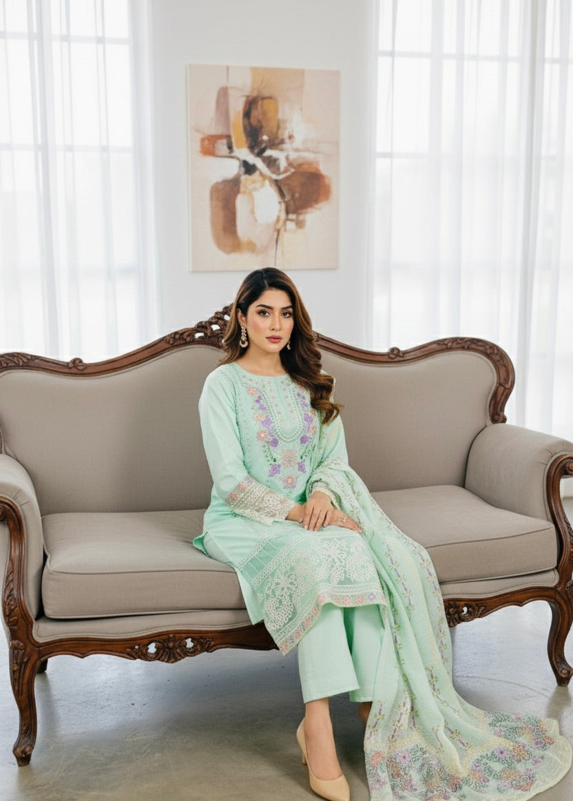 PISTA BLOSSOM - EMBROIDERED 3-PC LUXURY PRET