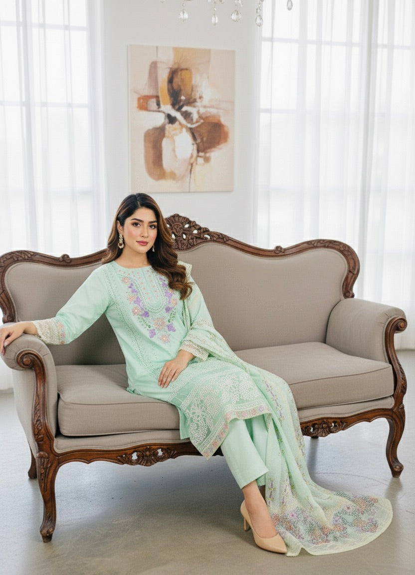 PISTA BLOSSOM - EMBROIDERED 3-PC LUXURY PRET