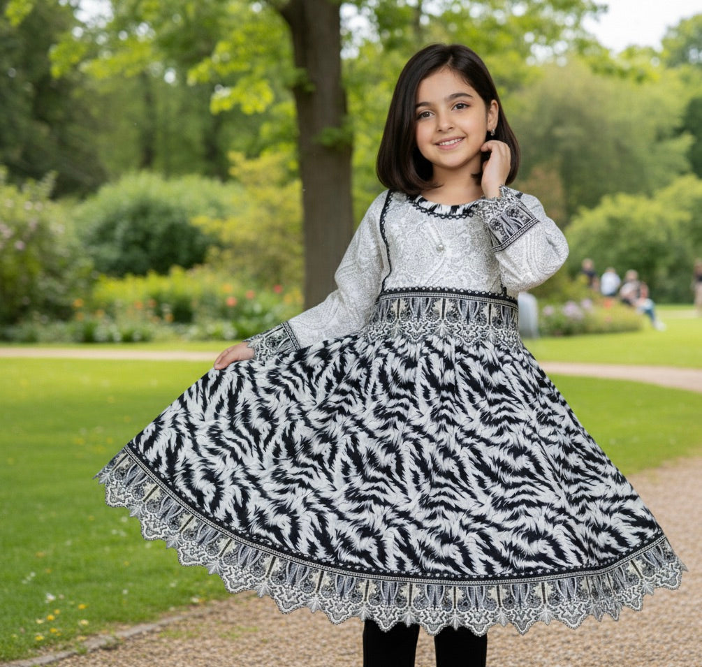BABY FROCK– ELEGANT BLACK & SKIN | SINGLE SHIRT