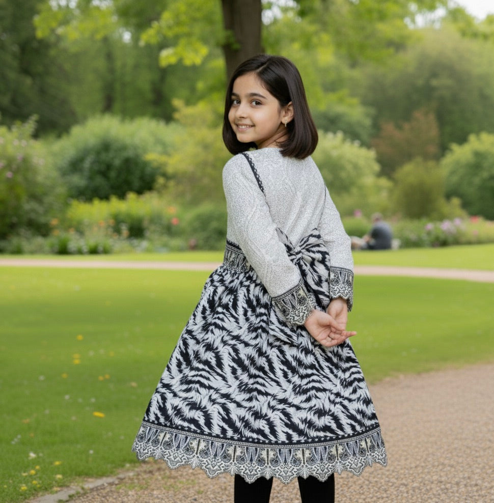 BABY FROCK– ELEGANT BLACK & SKIN | SINGLE SHIRT
