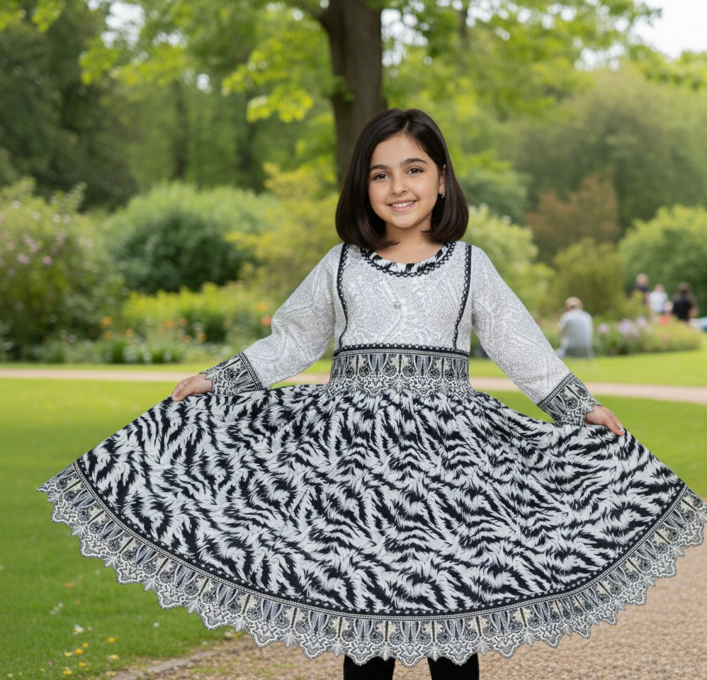 BABY FROCK– ELEGANT BLACK & SKIN | SINGLE SHIRT