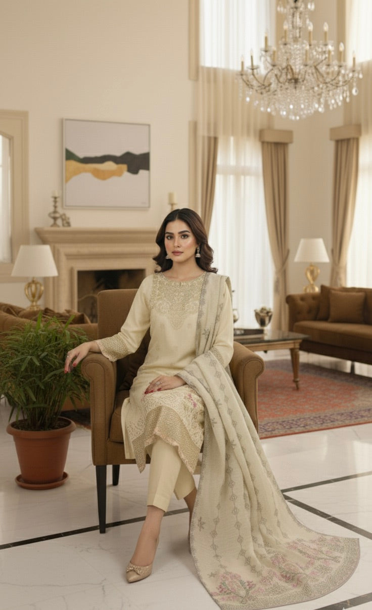 PEARL BLOSSOM EMBROIDERED 3-PC LUXURY PRET