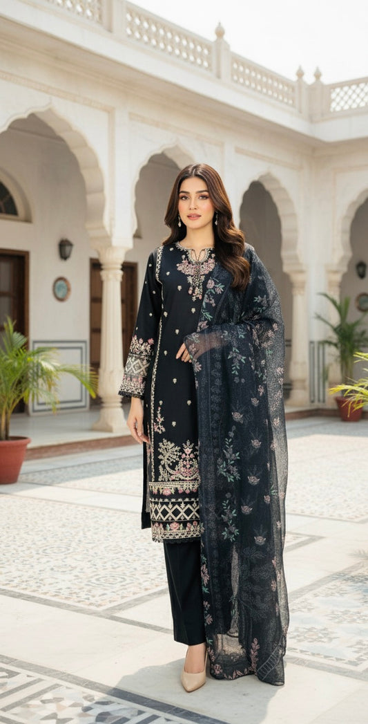 NOIR MAJESTY – EMBROIDERED 3-PC LUXURY PRET