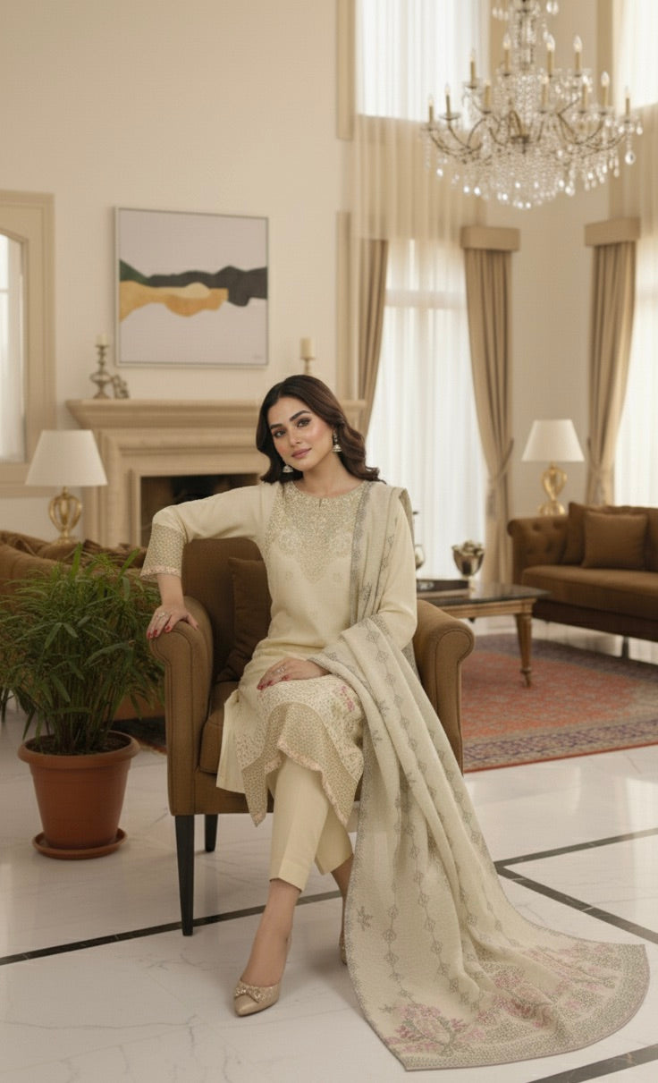 PEARL BLOSSOM EMBROIDERED 3-PC LUXURY PRET