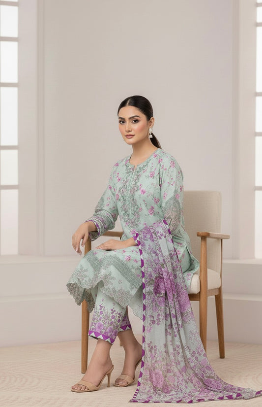 ZEENAT PRINTED 3-PC SUIT