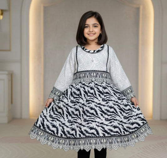 BABY FROCK– ELEGANT BLACK & SKIN | SINGLE  SHIRT