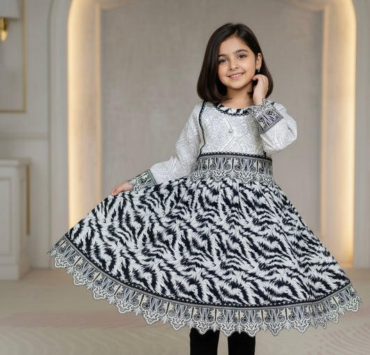 BABY FROCK– ELEGANT BLACK & SKIN | SINGLE  SHIRT