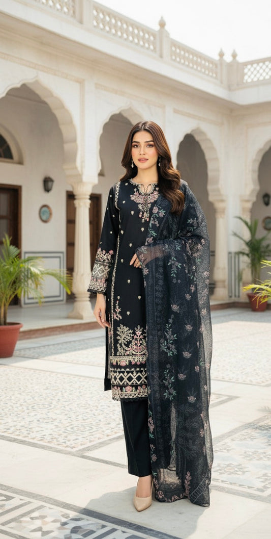 NOIR MAJESTY – EMBROIDERED  3-PC LUXURY PRET