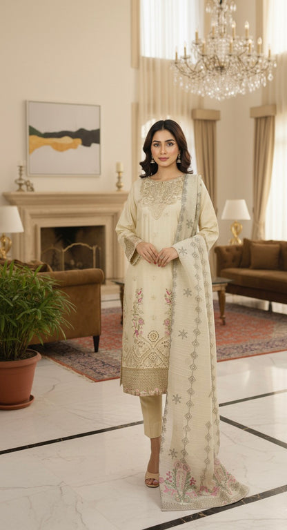 PEARL BLOSSOM EMBROIDERED 3-PC  LUXURY PRET