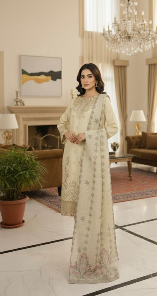 PEARL BLOSSOM EMBROIDERED 3-PC  LUXURY PRET