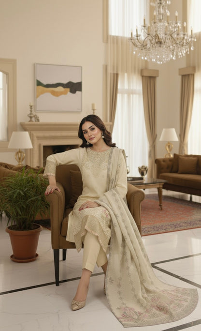 PEARL BLOSSOM EMBROIDERED 3-PC  LUXURY PRET