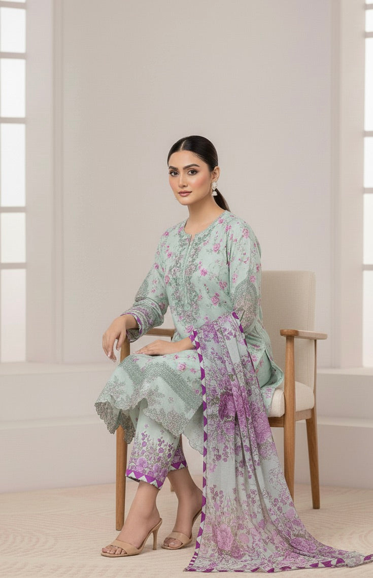 ZEENAT PRINTED 3-PC SUIT