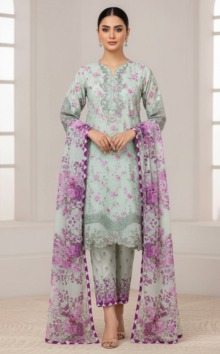 ZEENAT PRINTED 3-PC SUIT