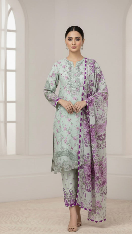 ZEENAT PRINTED 3-PC SUIT